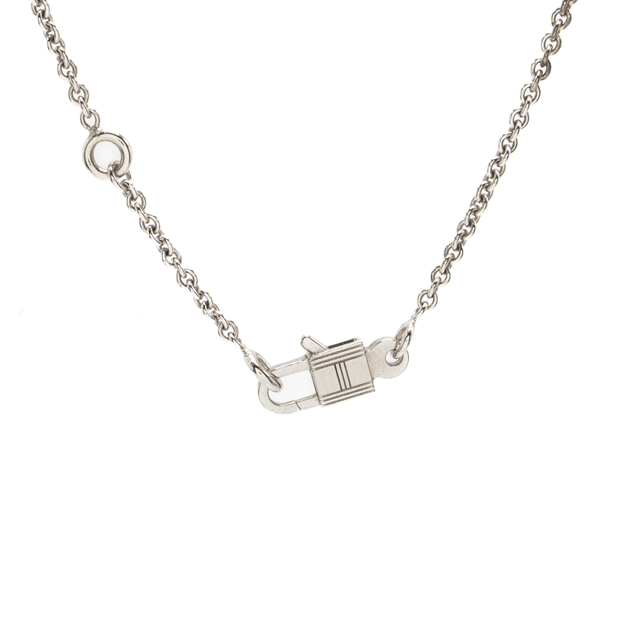 HERMES CONSTANCE AMULETTE PENDANT WHITE GOLD DIAMONDS