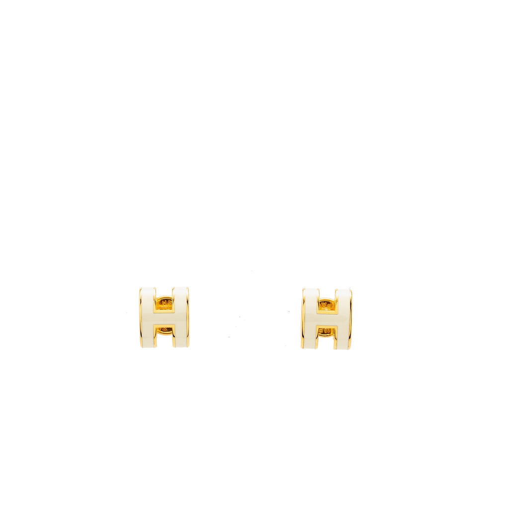 HERMES MINI POP H EARRINGS BLANC GHW