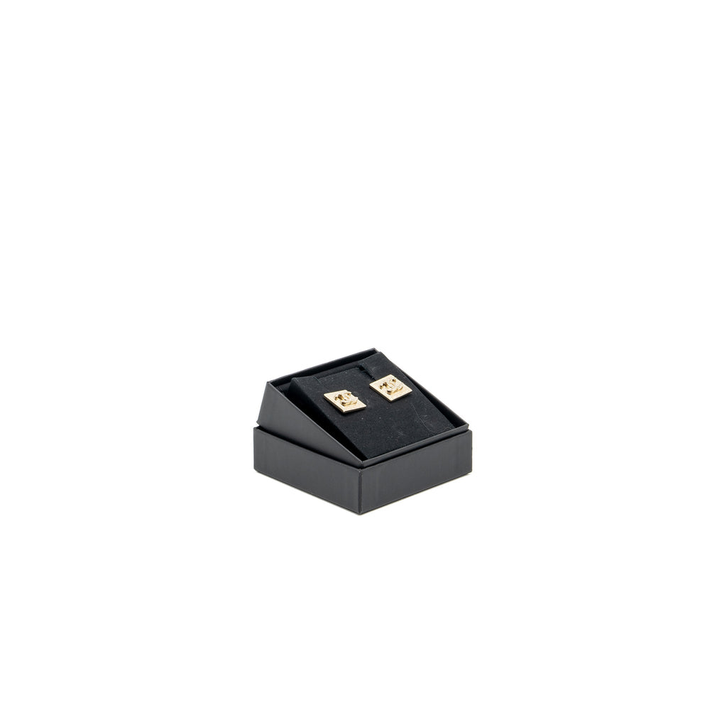 CHANEL SQUARE CC LOGO CRYSTAL LIGHT GOLD TONE