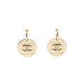 CHANEL GIANT ROUND AND CC LOGO DROP EARRINGS LIGHT GOLD TONE