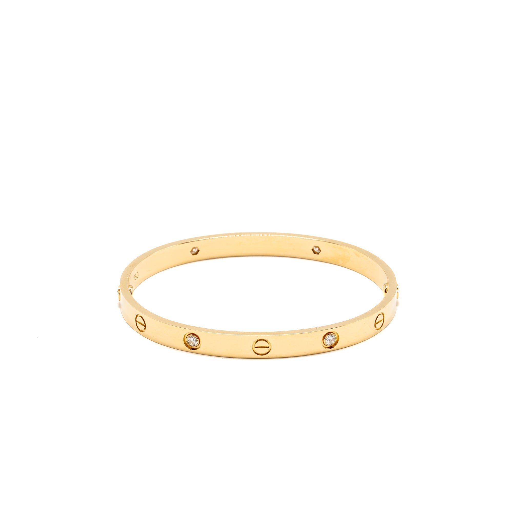 CARTIER LOVE BRACELET CLASSIC MODEL YELLOW GOLD WITH 4 DIAMONDS