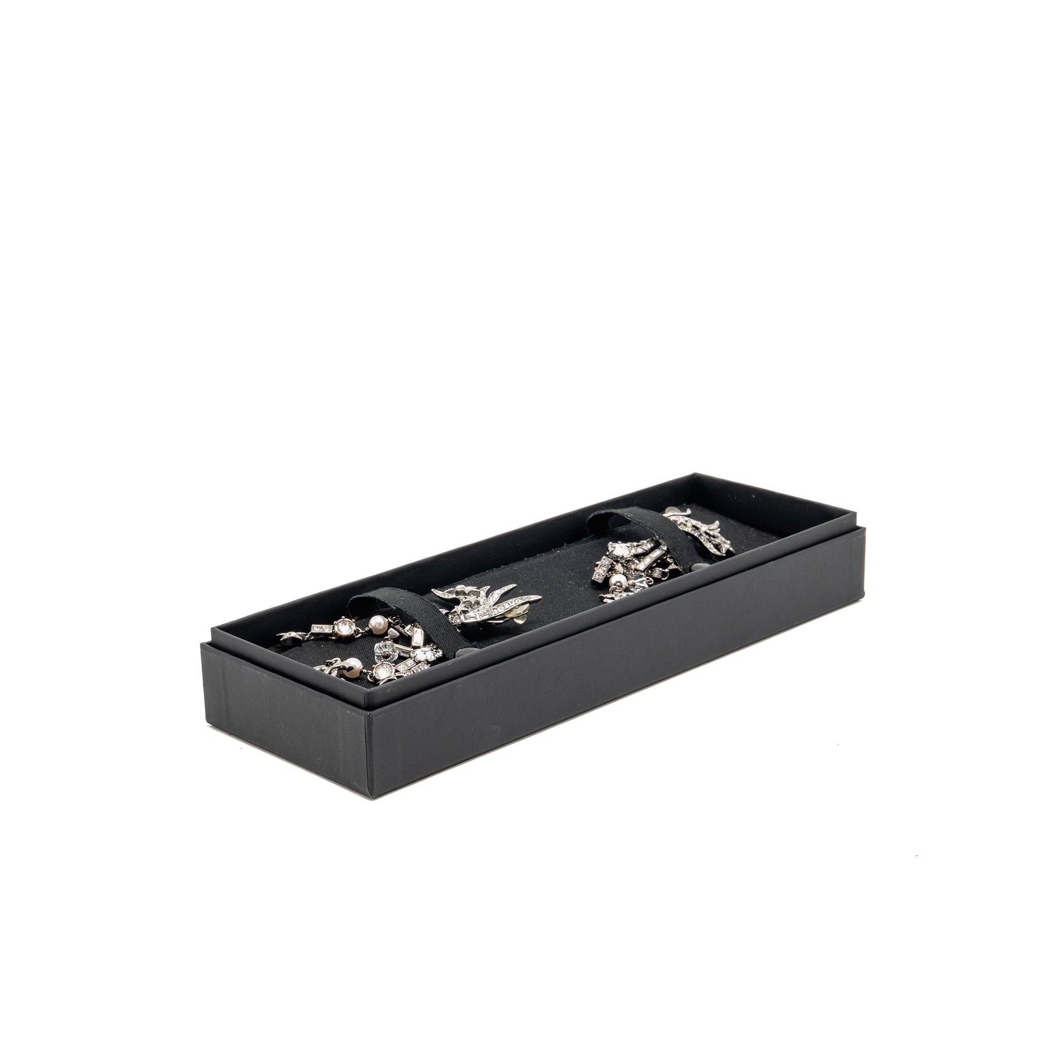 CHANEL CC AND STAR DROP EAR CLIP EARRINGS CRYSTAL/PEARL SILVER TONE
