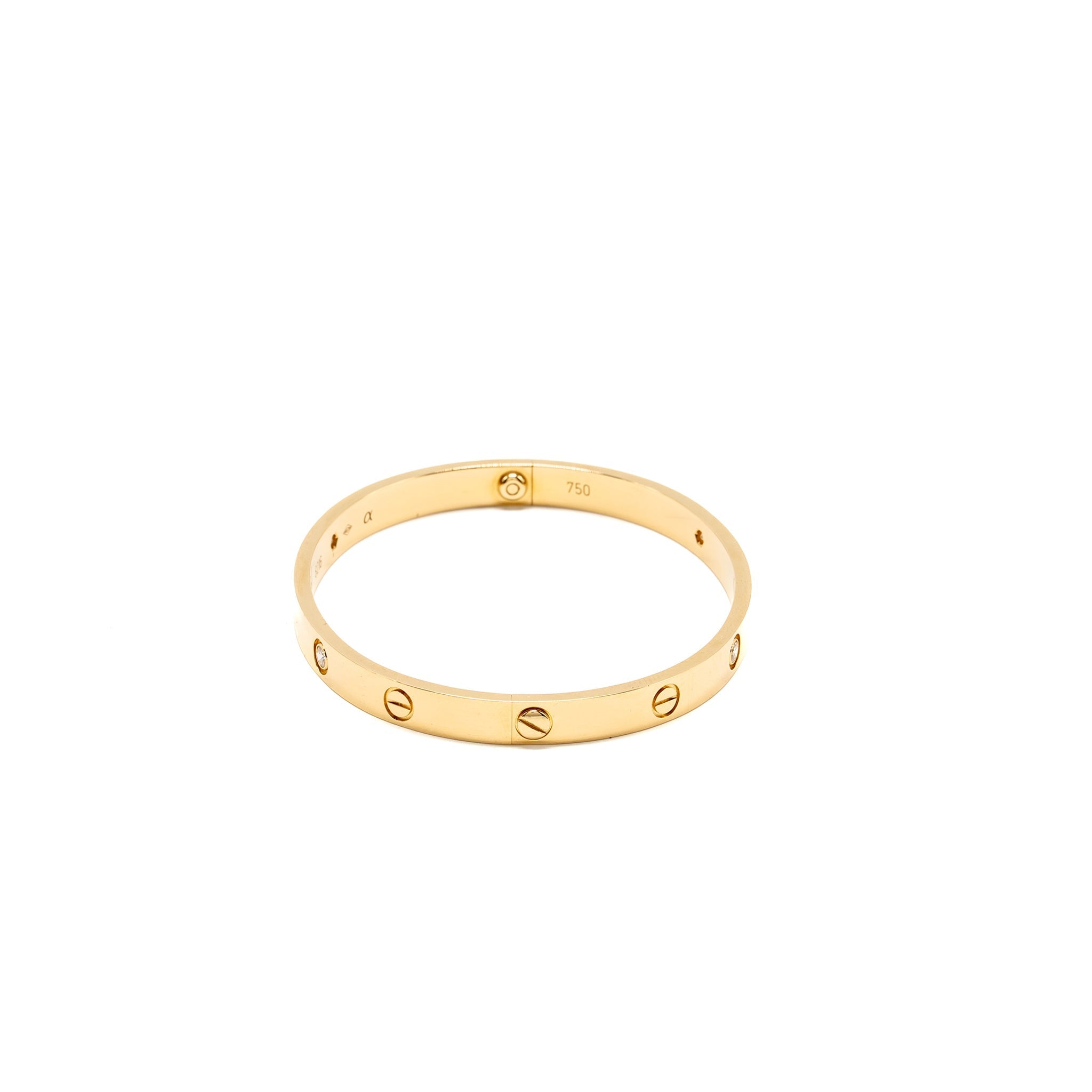 CARTIER LOVE BRACELET CLASSIC MODEL YELLOW GOLD WITH 4 DIAMONDS