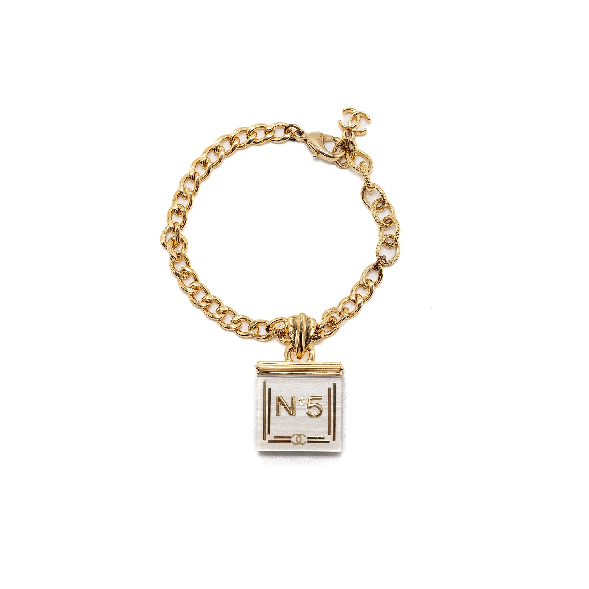 CHANEL NO.5 CHAIN BRACELET BLACK / WHITE GHW