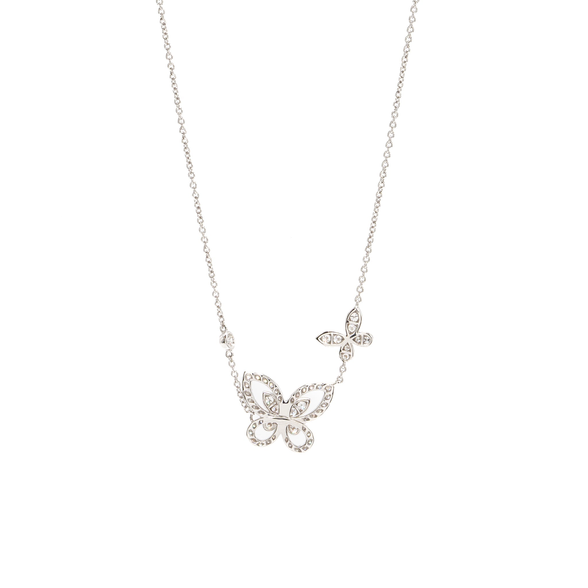 GRAFF DOUBLE BUTTERFLY SILHOUETTE PENDANT WHITE GOLD DIAMONDS