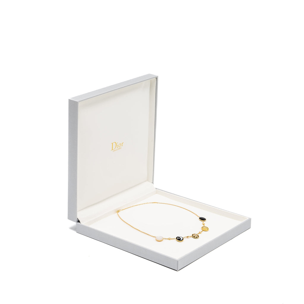 DIOR ROSE DES VENTS AND ROSE CELESTE NECKLACE YELLOW/WHITE GOLD/DIAMOND/MOTHER OF PEARL/ONYX