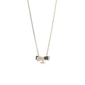 CHANEL BOW/CC LOGO DROP NECKLACE WITH CRYSTAL SILVER TONE