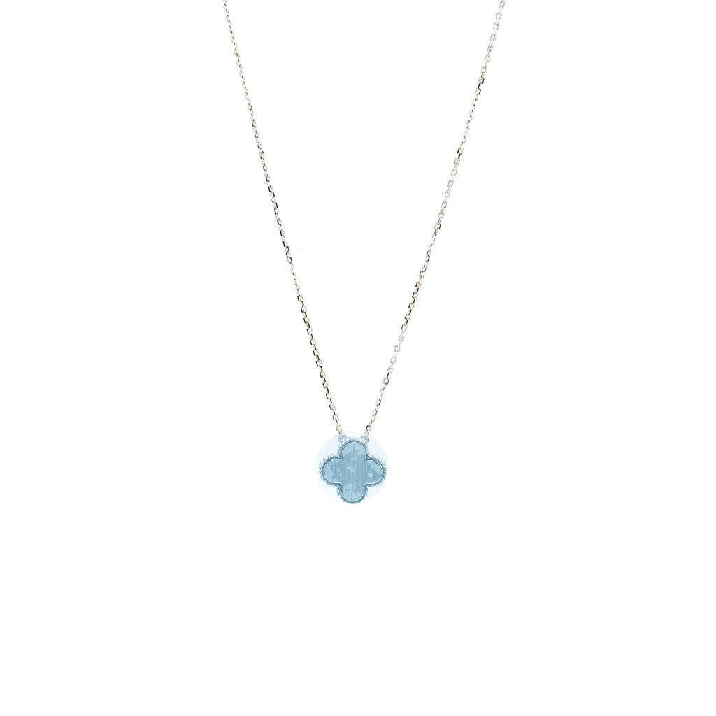 VAN CLEEF & ARPELS 2022 HOLIDAY CHRISTMAS VINTAGE ALHAMBRA PENDANT WHITE GOLD, DIAMOND