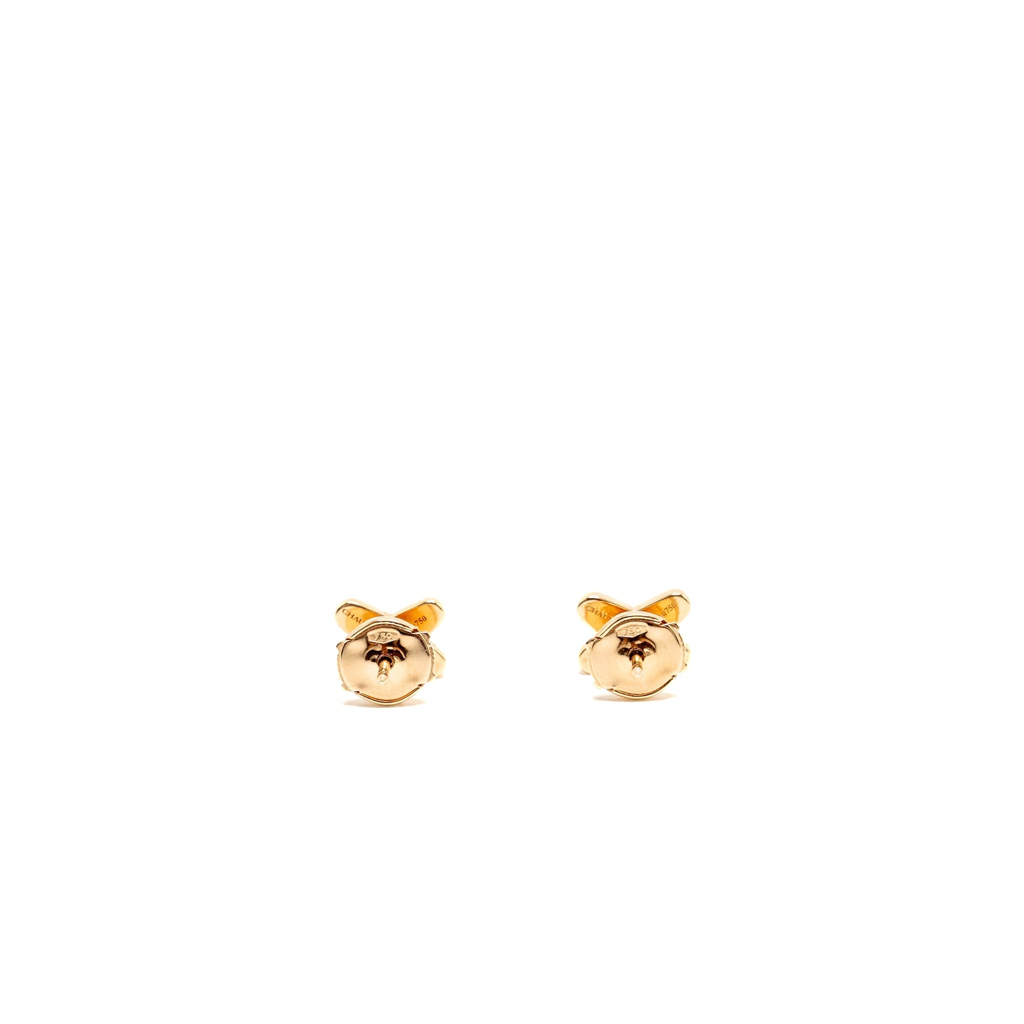 CHAUMET JESUS DE LIENS STUD EARRINGS ROSE GOLD DIAMONDS(SELL IN A SET)