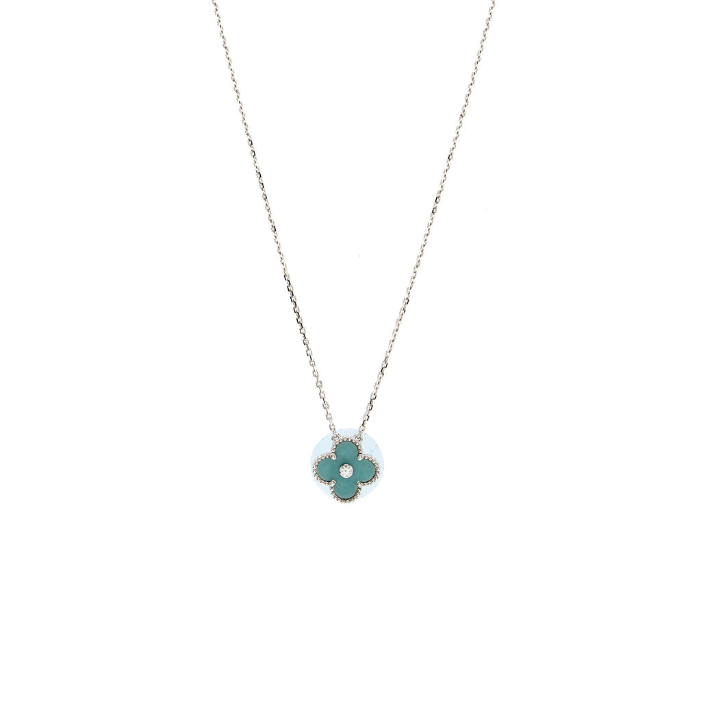 VAN CLEEF & ARPELS 2022 HOLIDAY CHRISTMAS VINTAGE ALHAMBRA PENDANT WHITE GOLD, DIAMOND