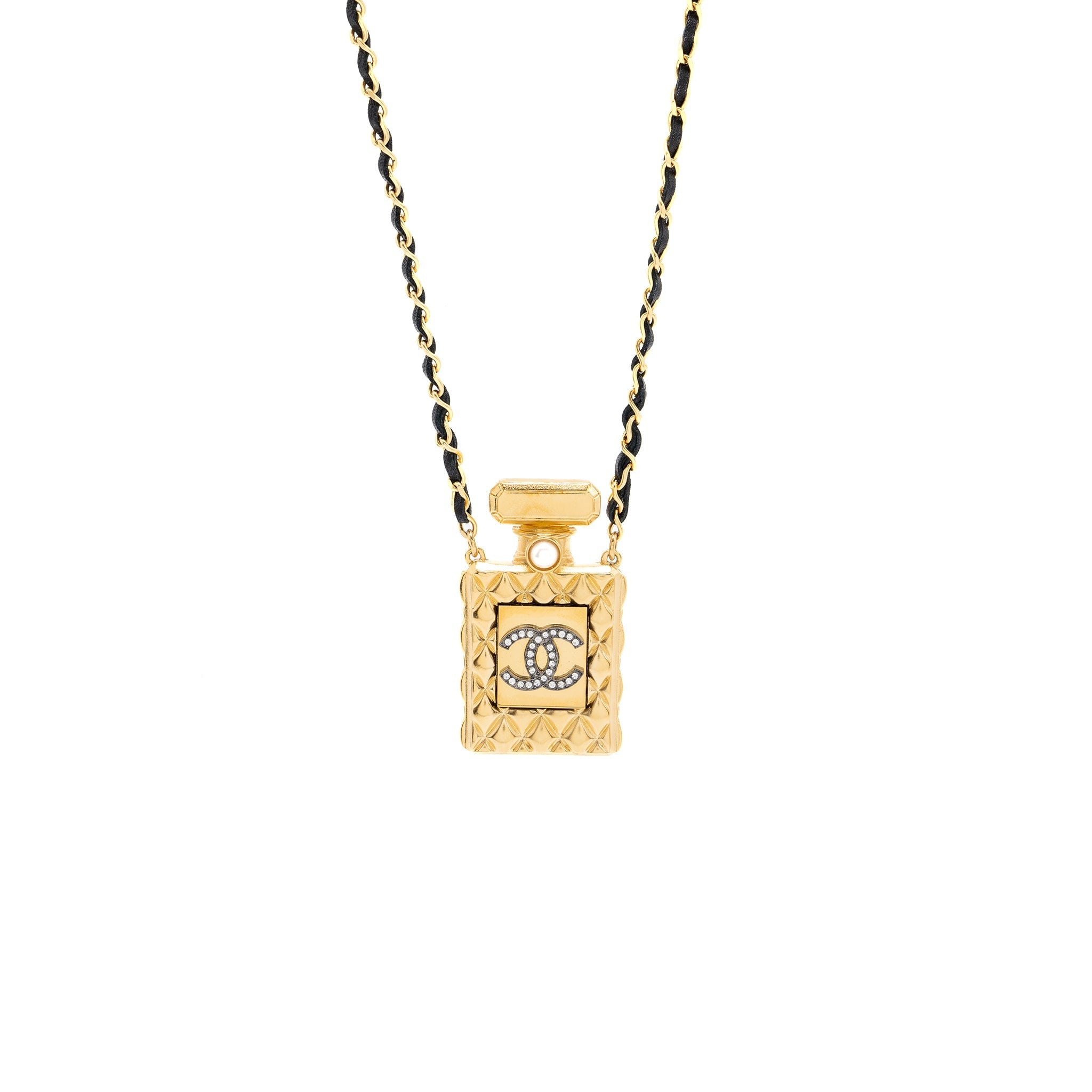 CHANEL LARGE MODEL PERFUME BOTTLE NECKLACE GHW