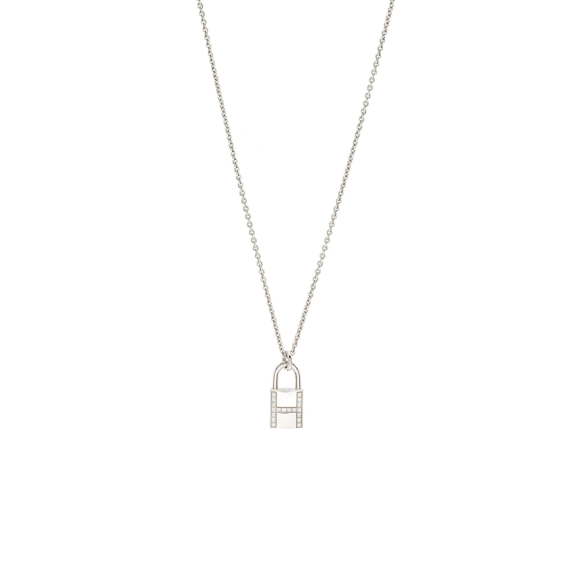 HERMES KELLY CADENAS PENDANT WHITE GOLD DIAMONDS
