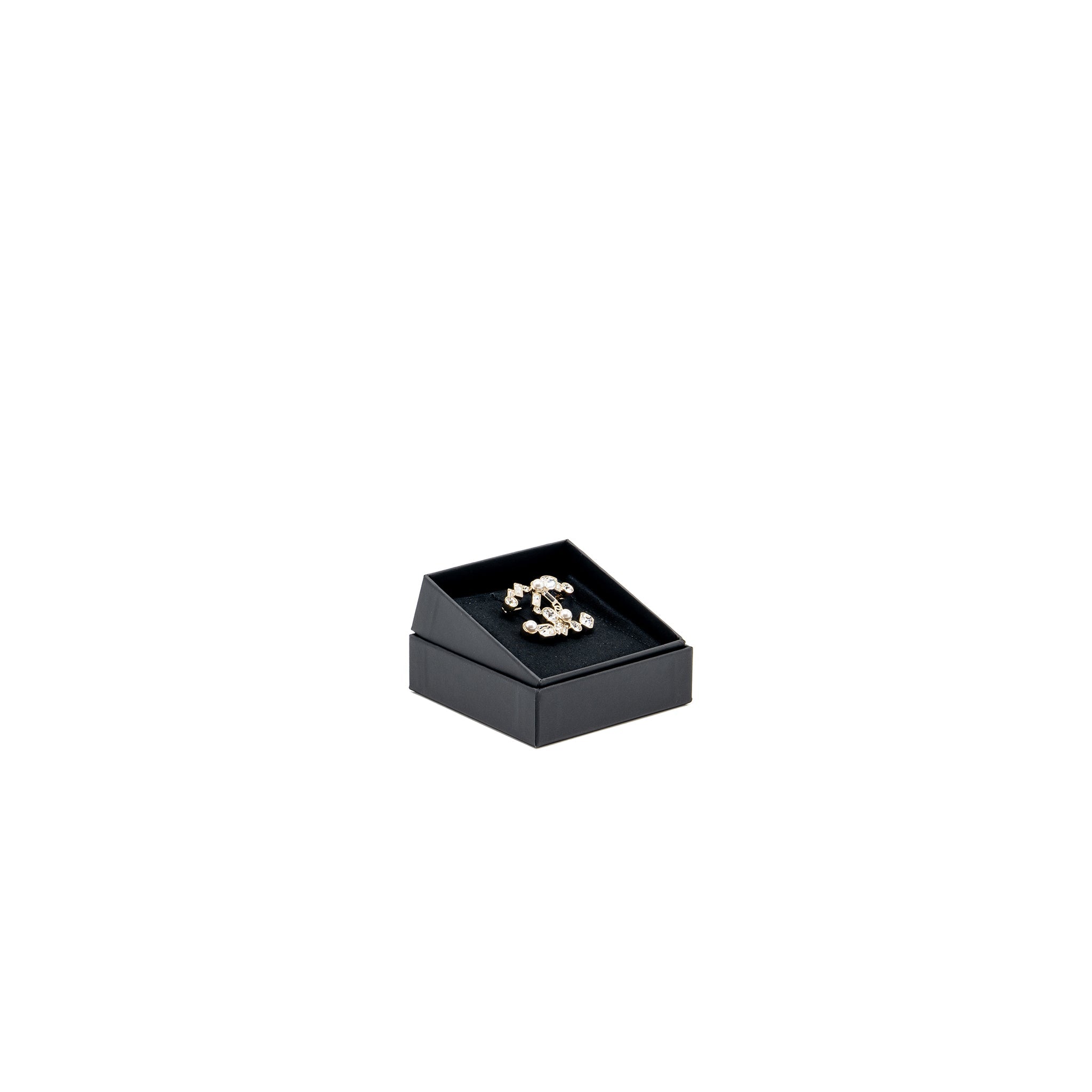 CHANEL CC LOGO BROOCH CRYSTAL/PEARL LGHW