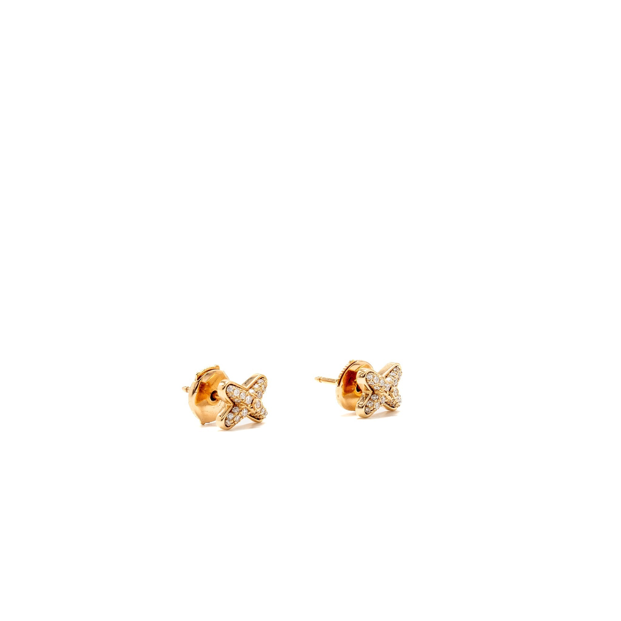 CHAUMET JESUS DE LIENS STUD EARRINGS ROSE GOLD DIAMONDS(SELL IN A SET)