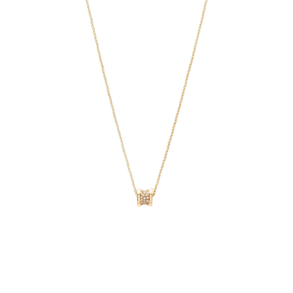 BVLGARI MINI B ZERO NECKLACE ROSE GOLD PAVED DIAMONDS