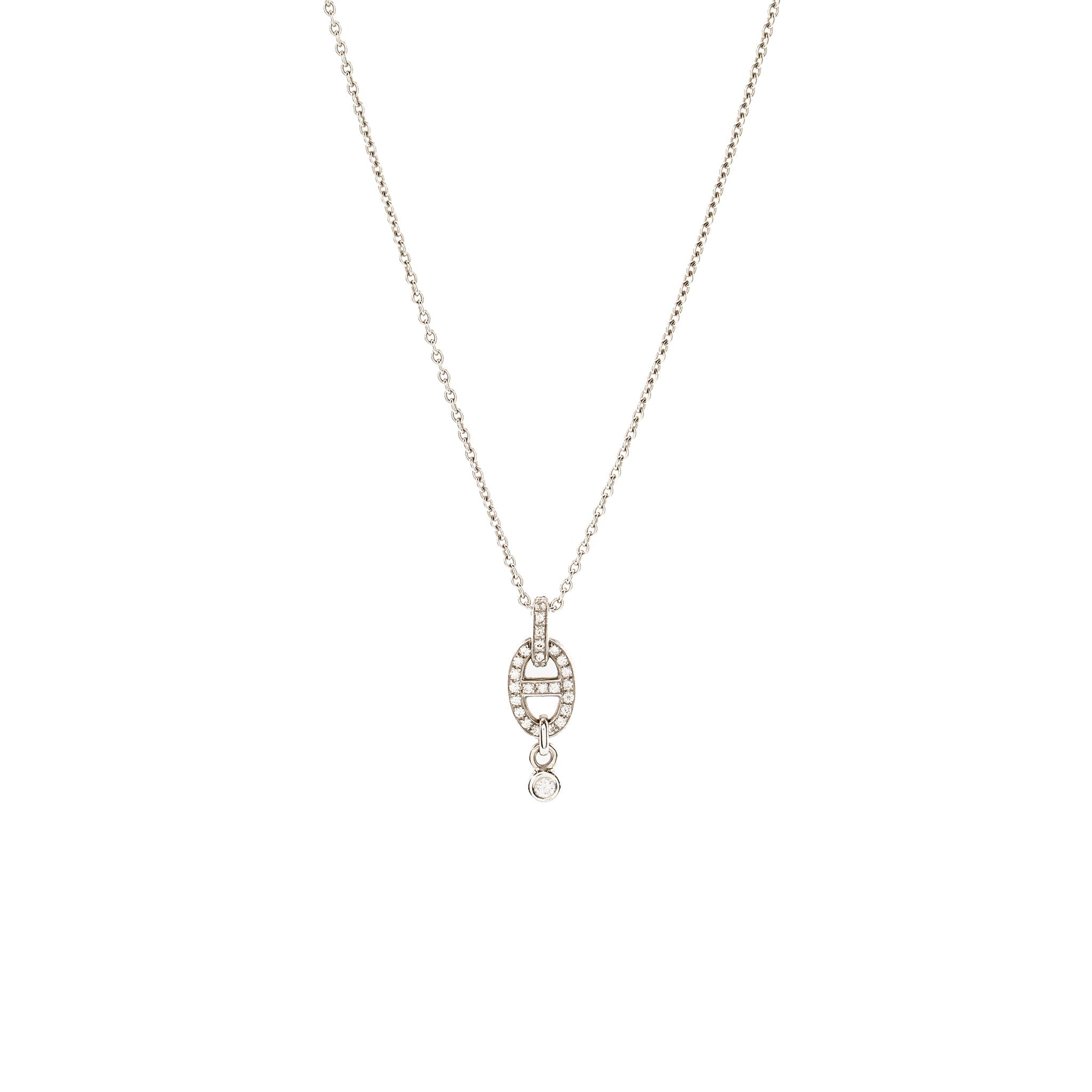 HERMES CHAINE D’ANCRE PENDANT PM WHITE GOLD DIAMONDS
