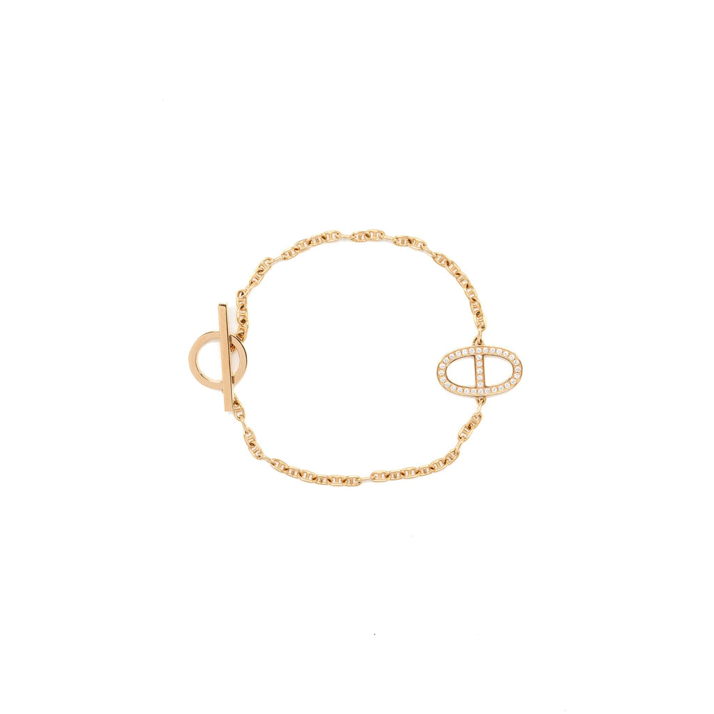 HERMES NEW FRANDOLE BRACELET ROSE GOLD,DIAMONDS