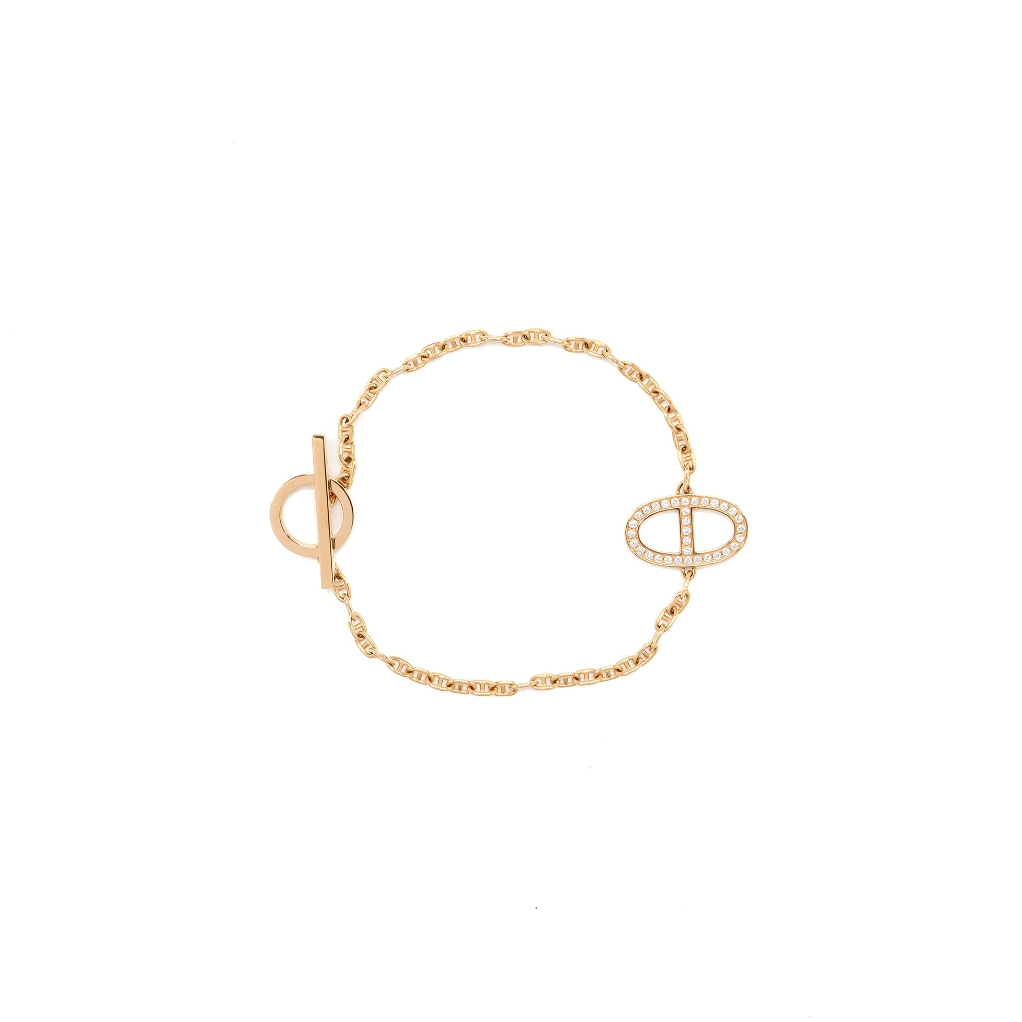 HERMES NEW FRANDOLE BRACELET ROSE GOLD,DIAMONDS