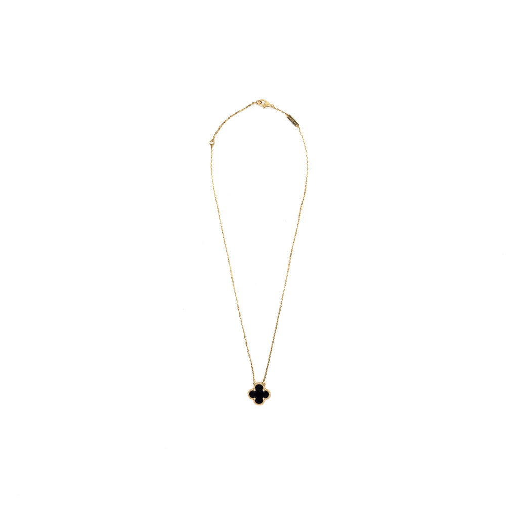 VAN CLEEF AND ARPELS VINTAGE ALHAMBRA PENDANT ONYX / YELLOW GOLD