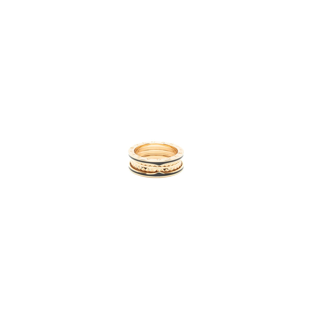 BVLGARI B.ZERO1 RING STUDDED SPIRAL/BLACK CERAMIC ROSE GOLD