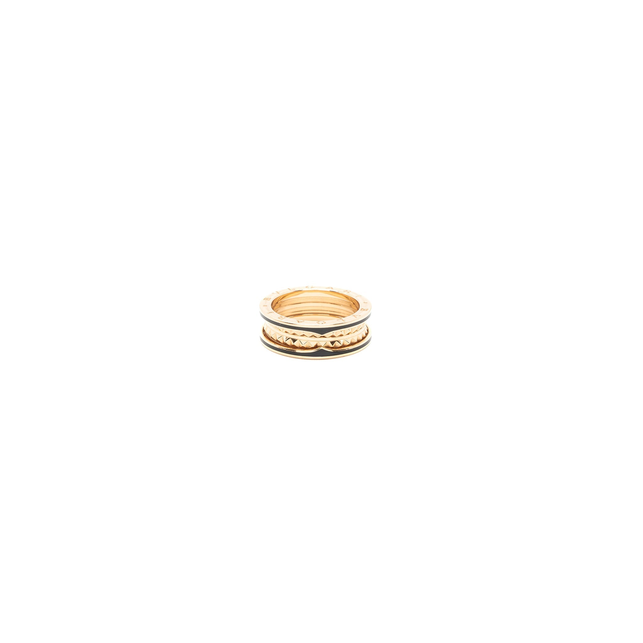 BVLGARI B.ZERO1 RING STUDDED SPIRAL/BLACK CERAMIC ROSE GOLD