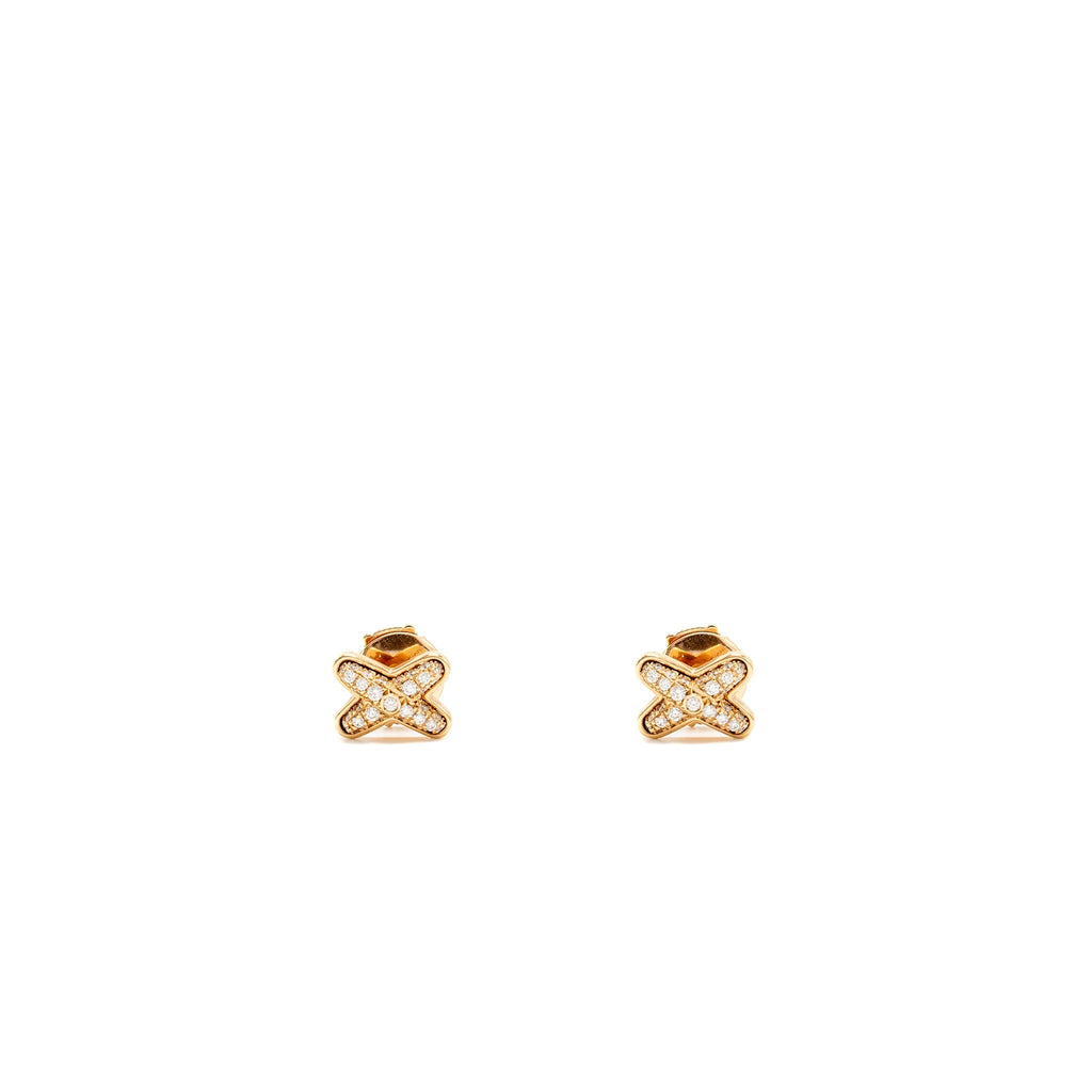CHAUMET JESUS DE LIENS STUD EARRINGS ROSE GOLD DIAMONDS(SELL IN A SET)