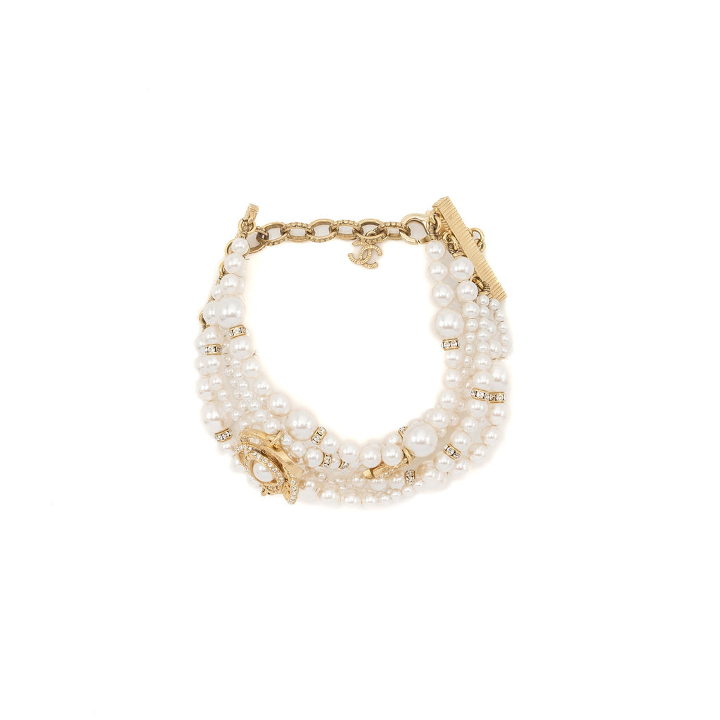 CHANEL PEARL CHAIN BRACELET GOLD TONE
