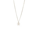CHANEL SMALL MODEL CC LOGO CRYSTAL NECKLACE SILVER TONE