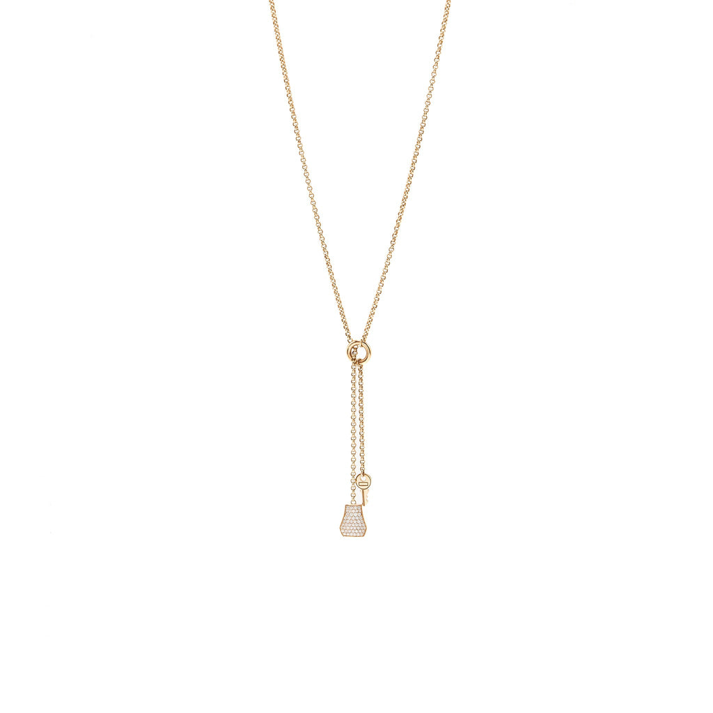 HERMES KELLY CLOCHETTE NECKLACE, SMALL MODEL ROSE GOLD, DIAMONDS