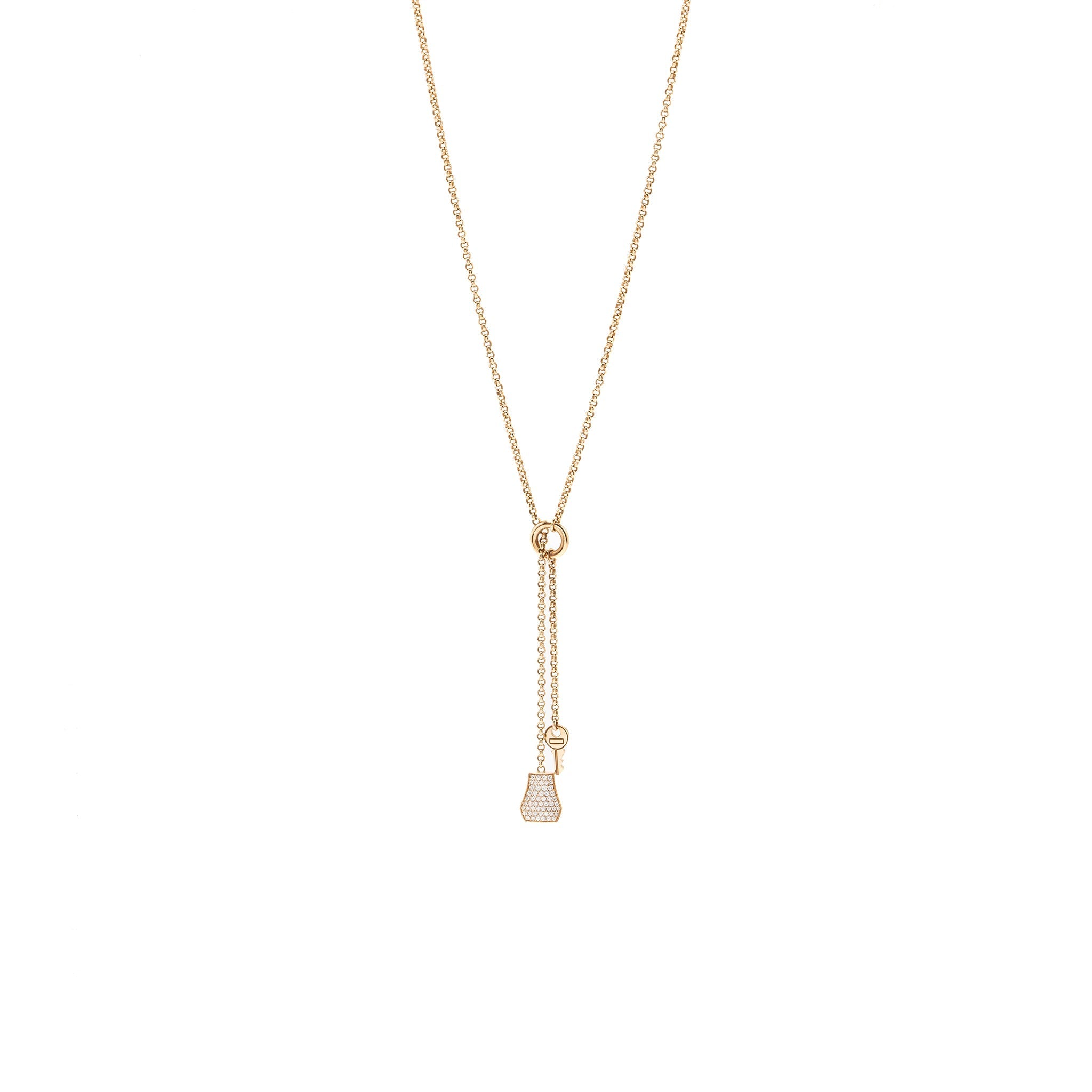 HERMES KELLY CLOCHETTE NECKLACE, SMALL MODEL ROSE GOLD, DIAMONDS