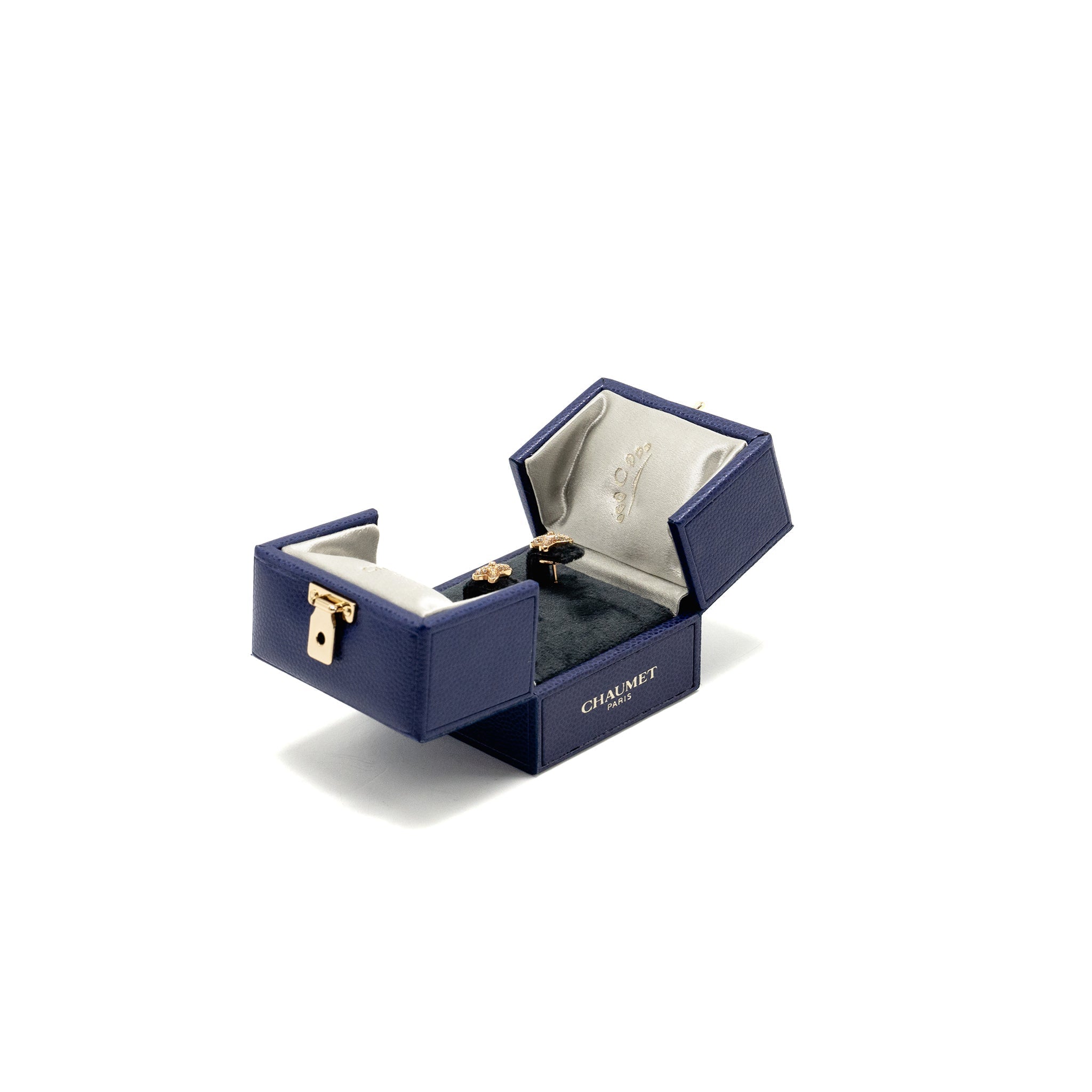 CHAUMET JESUS DE LIENS STUD EARRINGS ROSE GOLD DIAMONDS(SELL IN A SET)