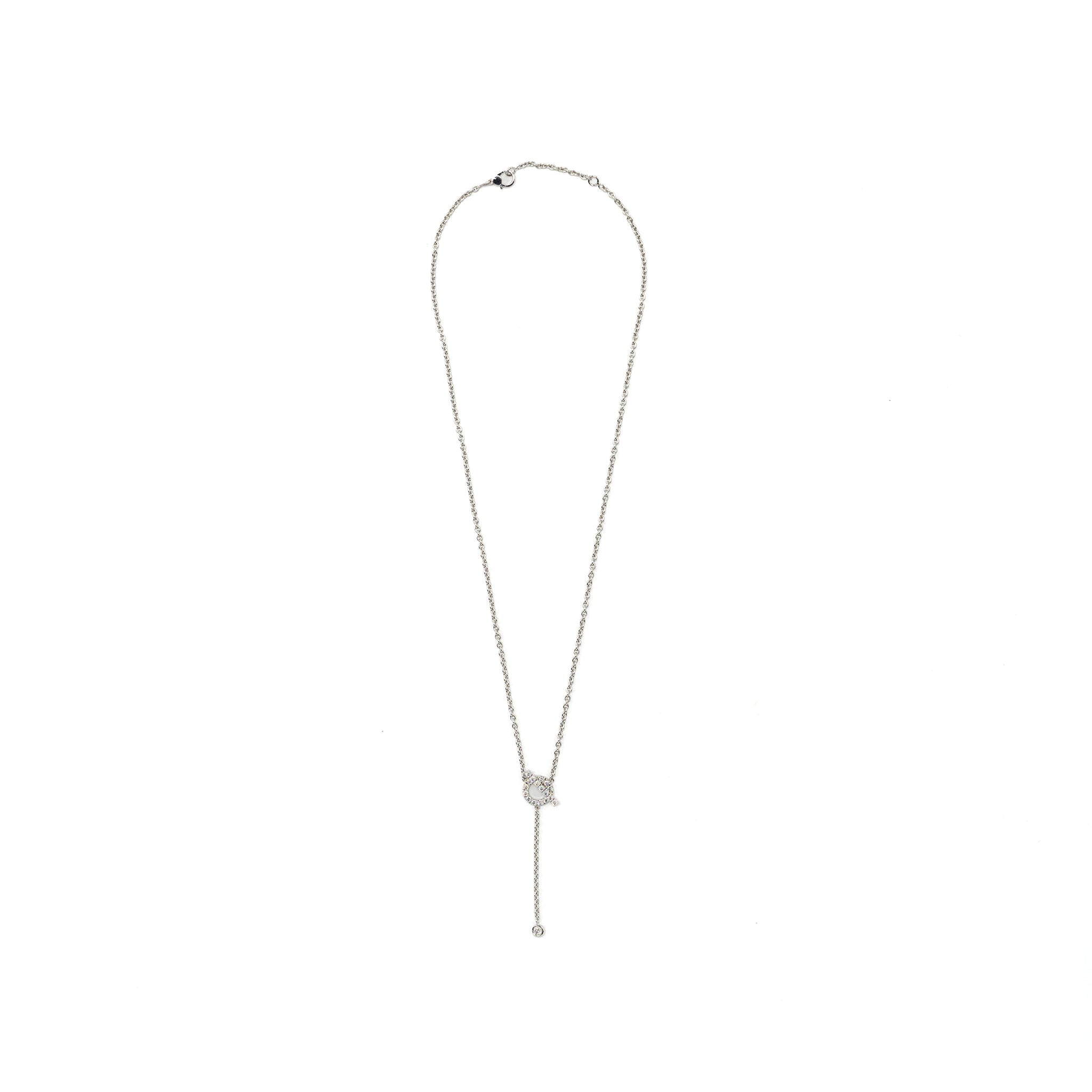 HERMES LARIAT FINESSE NECKLACE WHITE GOLD DIAMONDS