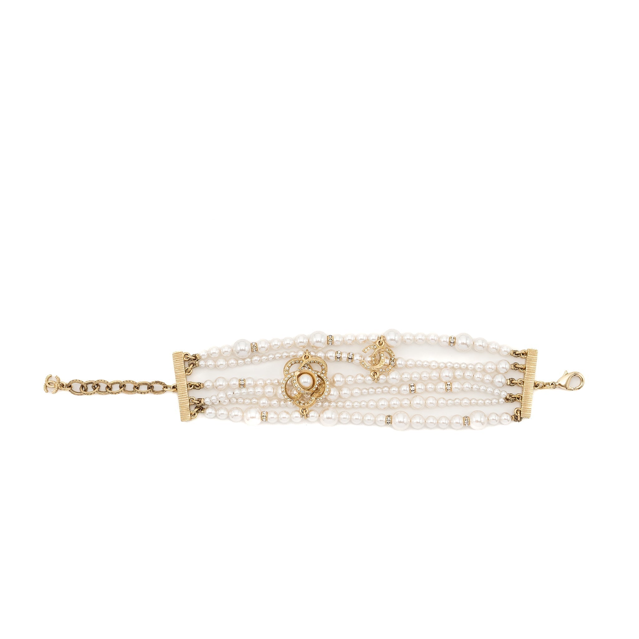 CHANEL PEARL CHAIN BRACELET GOLD TONE