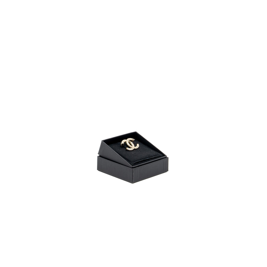 CHANEL CC LOGO BROOCH METAL/STRASS SILVER TONE