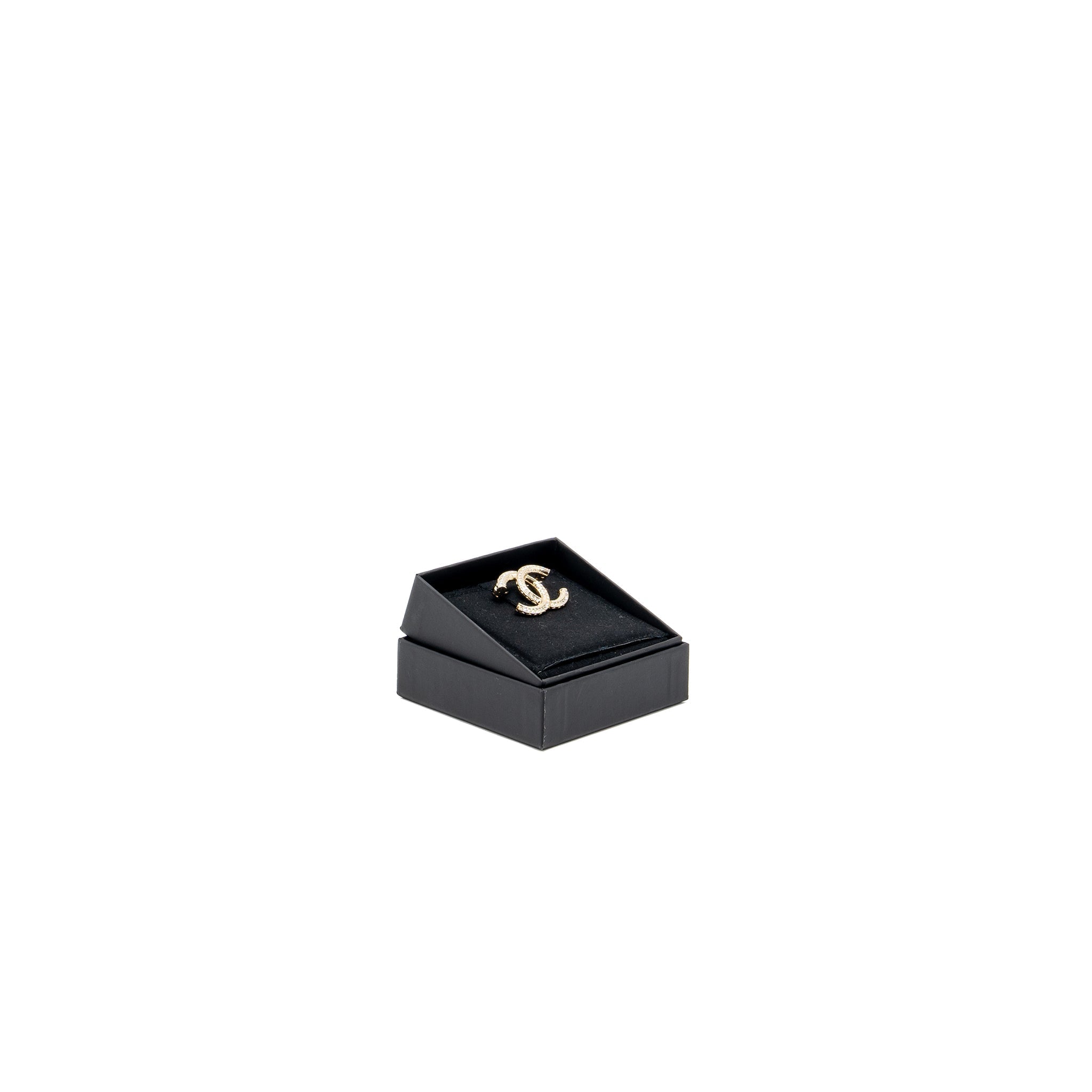 CHANEL CC LOGO BROOCH METAL/STRASS SILVER TONE