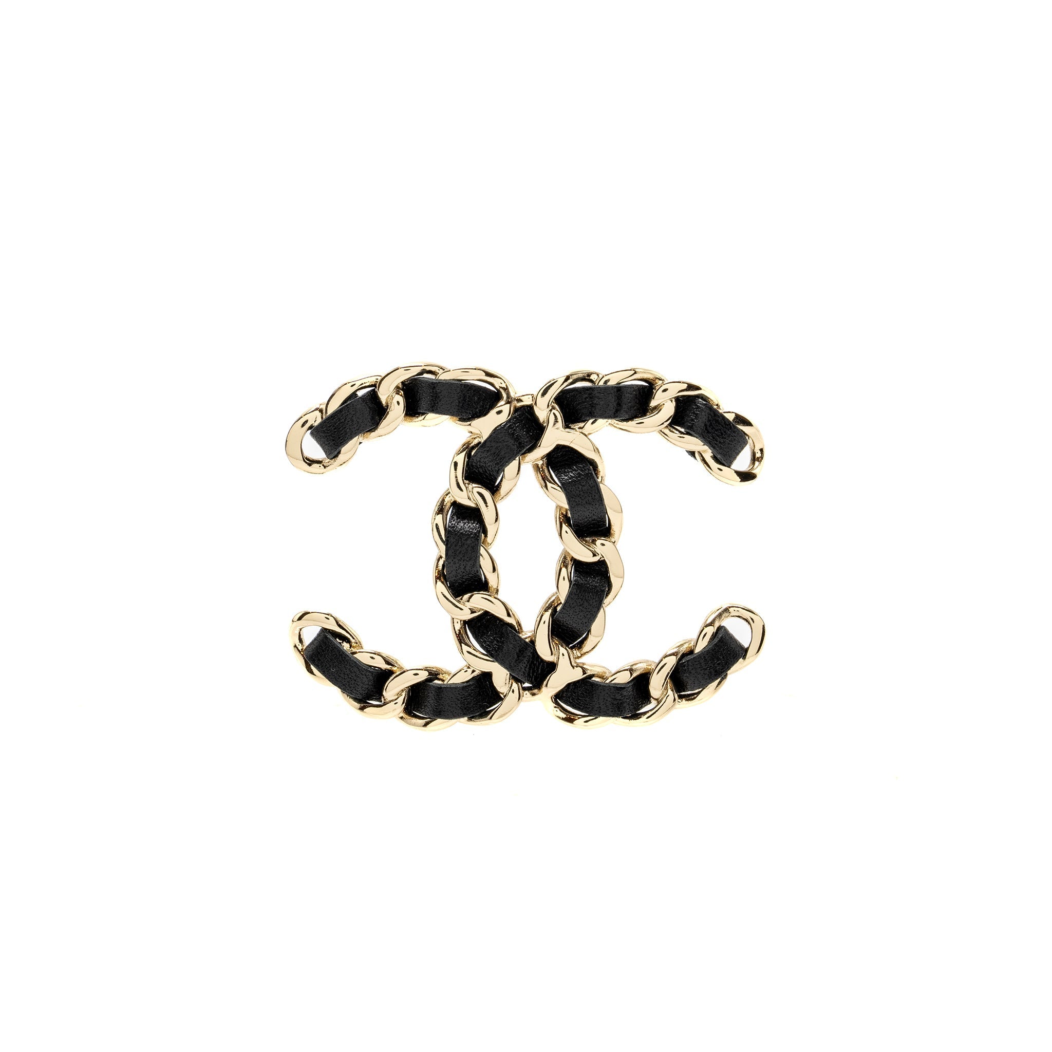 CHANEL CC LOGO LEATHER CHAIN BROOCH LGHW