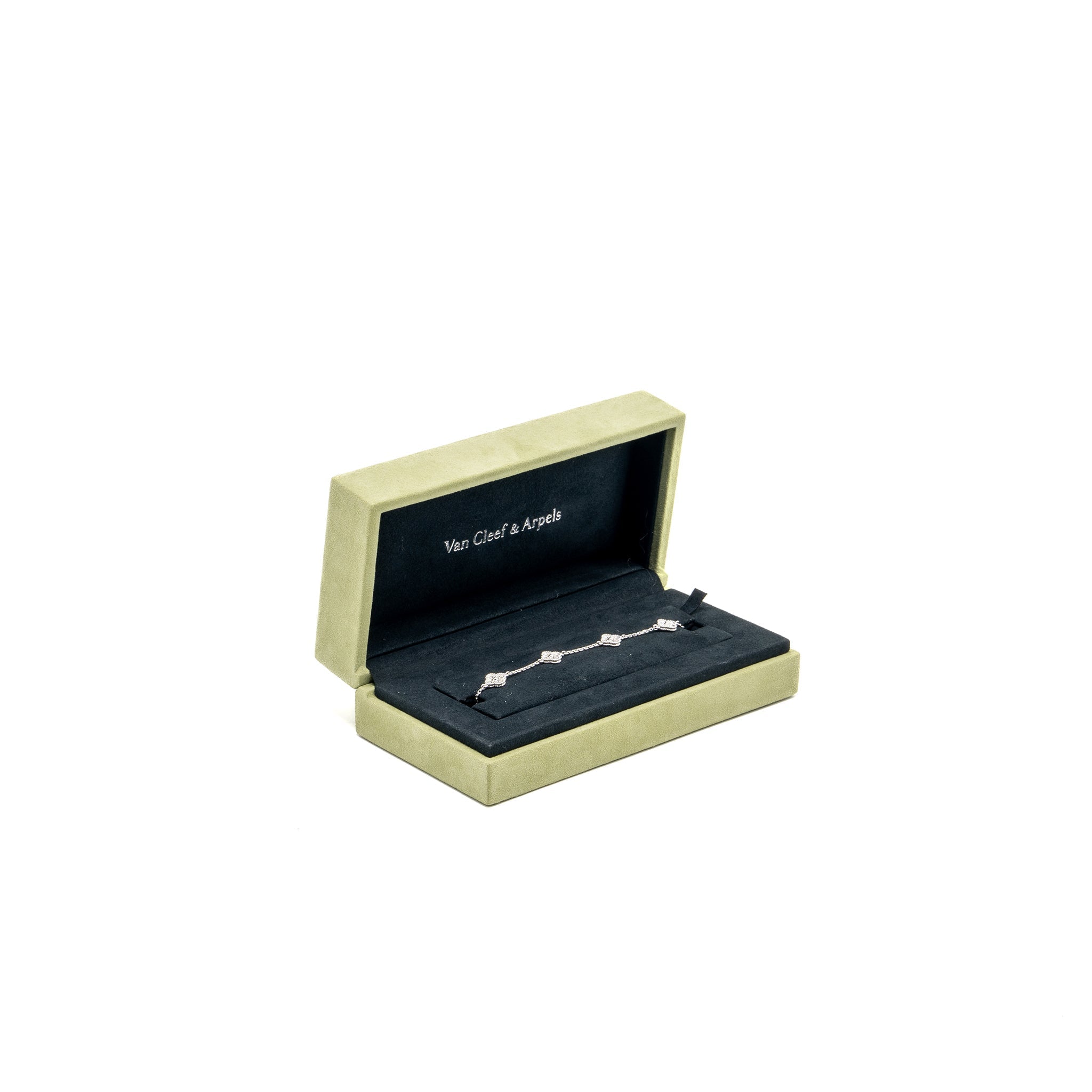 VAN CLEEF & ARPELS SWEET ALHAMBRA BRACELET 6 MOTIF, WHITE GOLD/ DIAMONDS