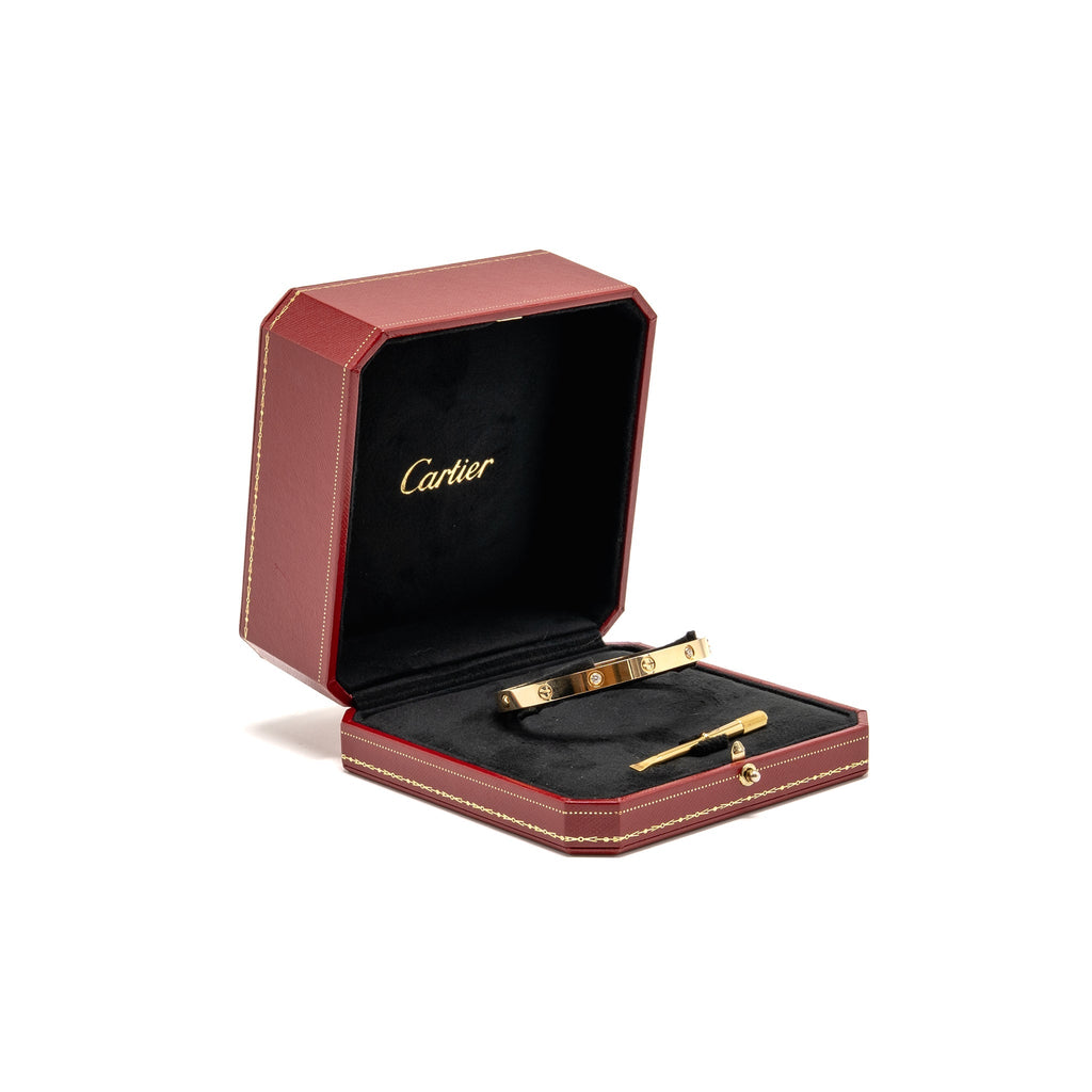 CARTIER LOVE BRACELET CLASSIC MODEL YELLOW GOLD WITH 4 DIAMONDS