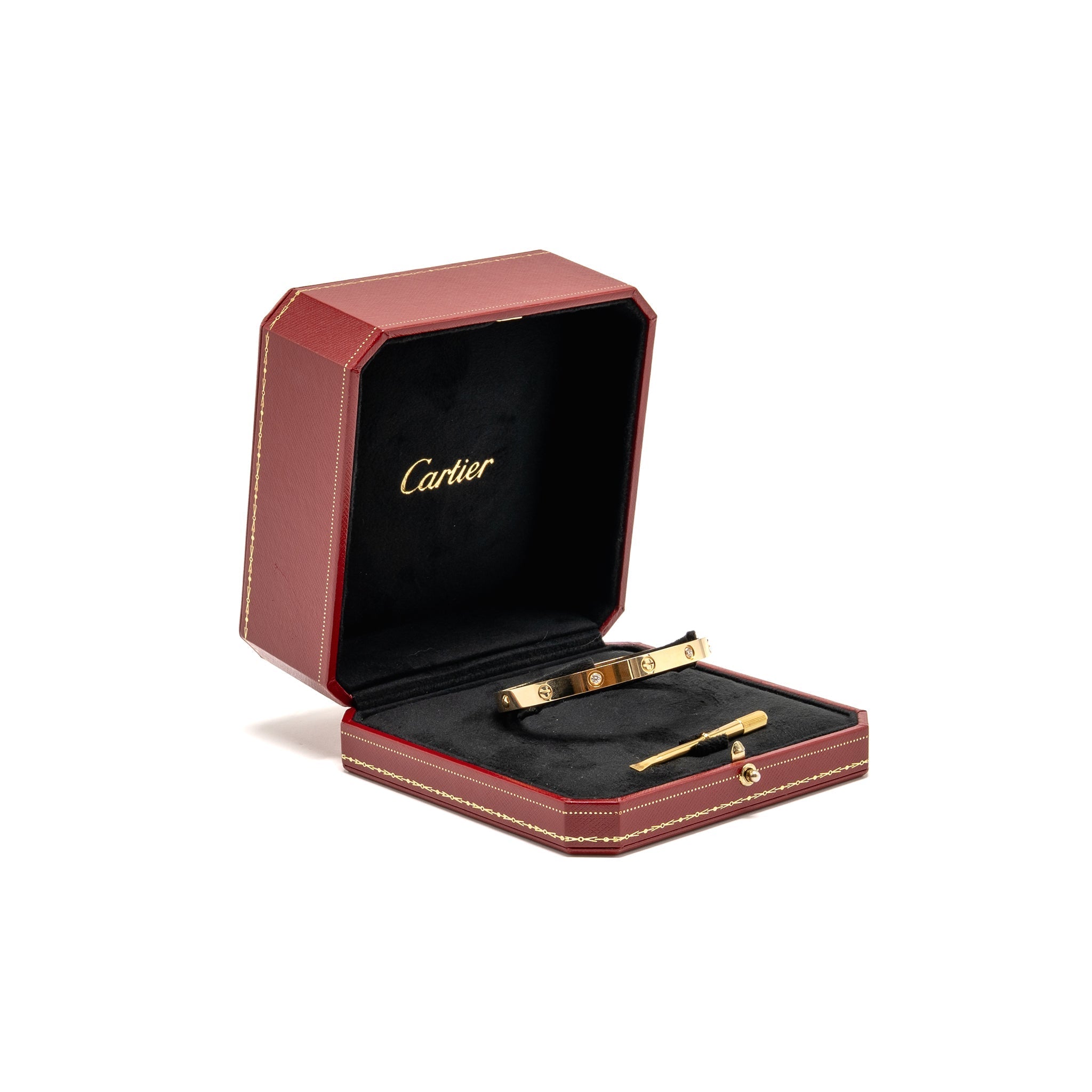 CARTIER LOVE BRACELET CLASSIC MODEL YELLOW GOLD WITH 4 DIAMONDS