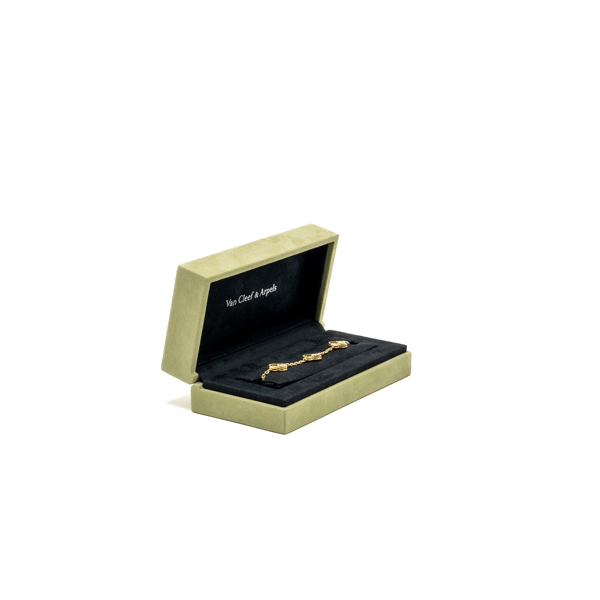 VAN CLEEF AND ARPELS VINTAGE ALHAMBRA BRACELET, 5 MOTIF 18K YELLOW GOLD