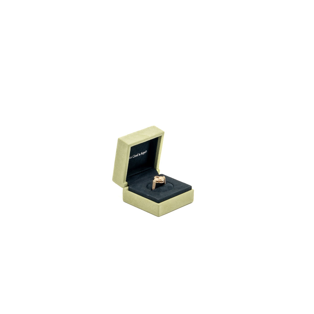 VAN CLEEF VINTAGE ALHAMBRA REVERSIBLE RING 18K ROSE GOLD / CARNELIAN / DIAMOND
