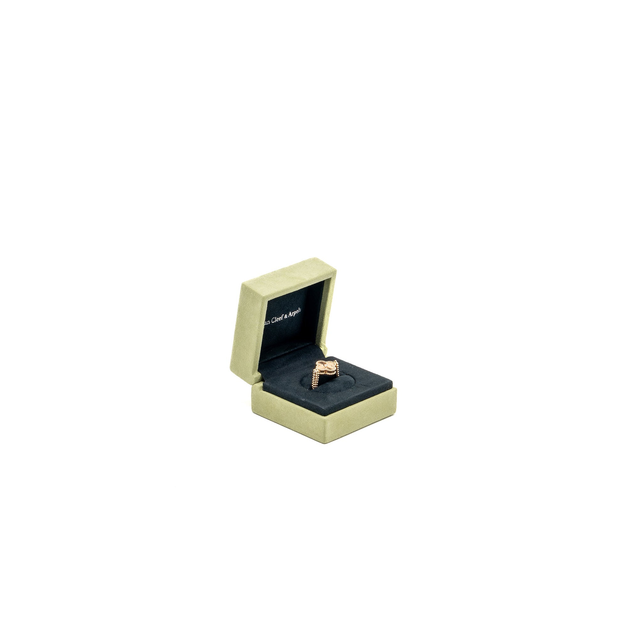 VAN CLEEF VINTAGE ALHAMBRA REVERSIBLE RING 18K ROSE GOLD / CARNELIAN / DIAMOND