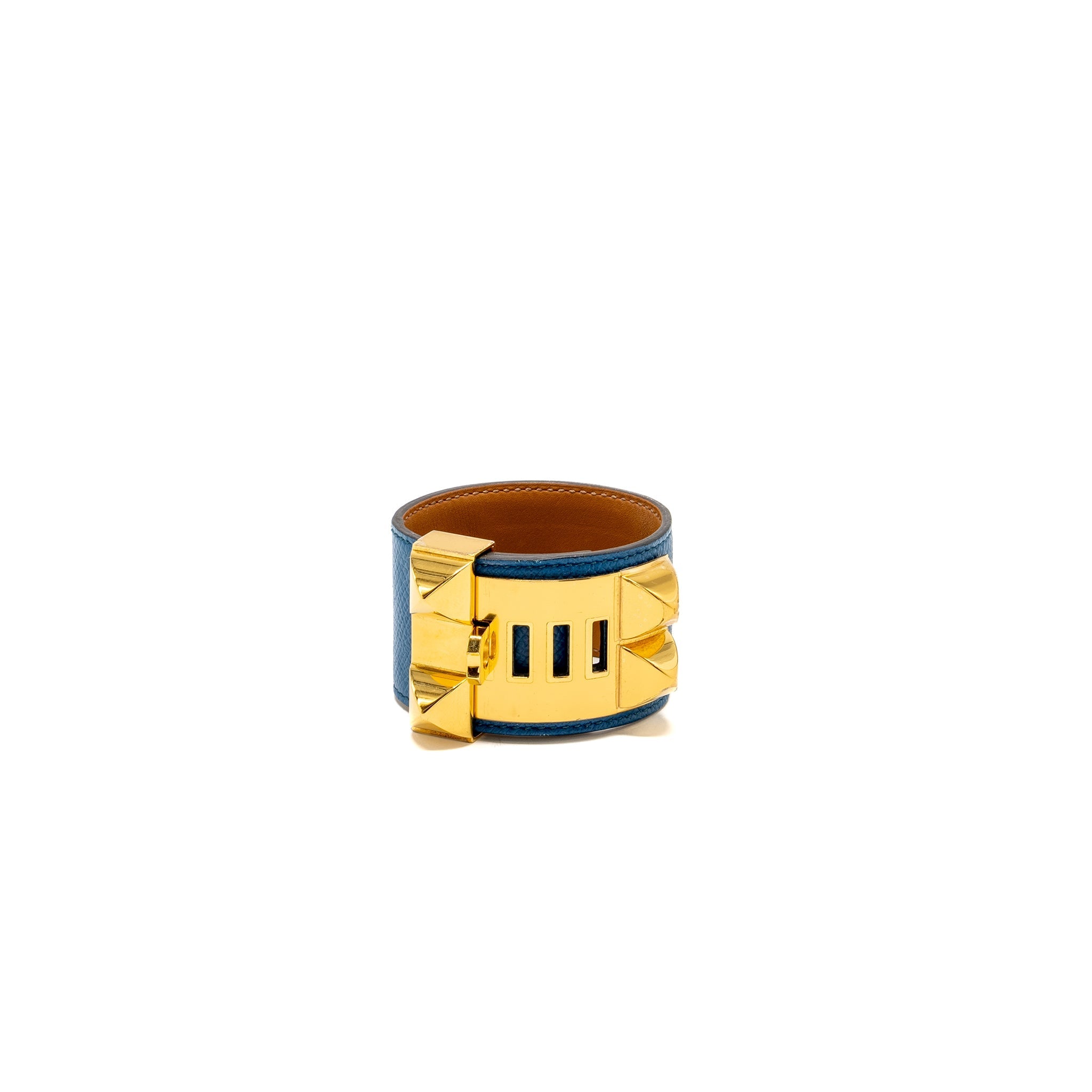 HERMES COLLIER DE CHIEN BRACELET EPSOM BLUE GHW