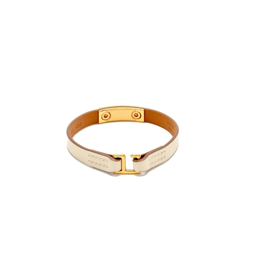 HERMES SIZE T3 RIVALE MINI BRACELET SWIFT NATA RGHW STAMP Z