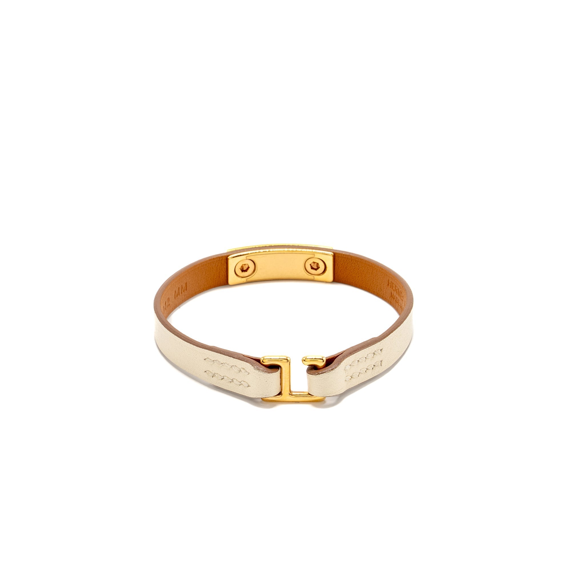 HERMES SIZE T3 RIVALE MINI BRACELET SWIFT NATA RGHW STAMP Z