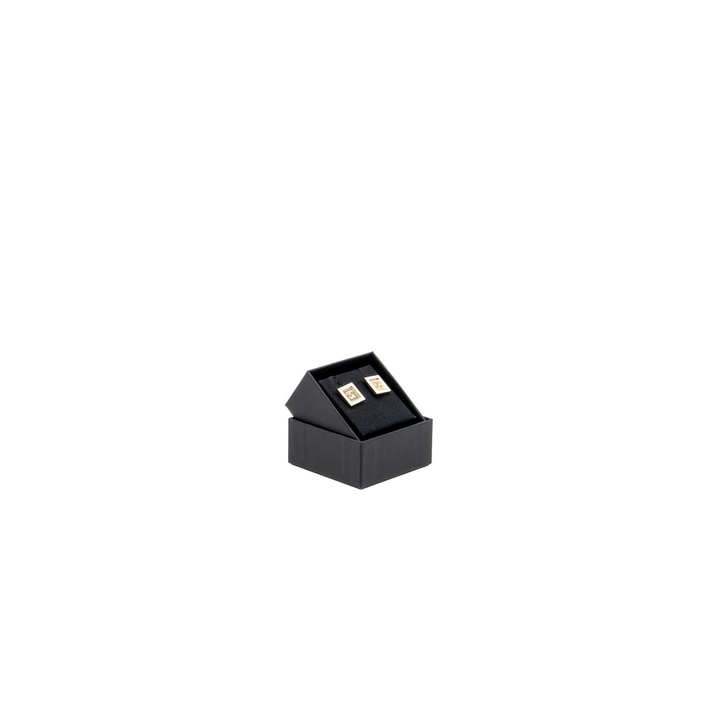 CHANEL SQUARE AND CC LOGO EARRINGS WHITE GOLD TONE