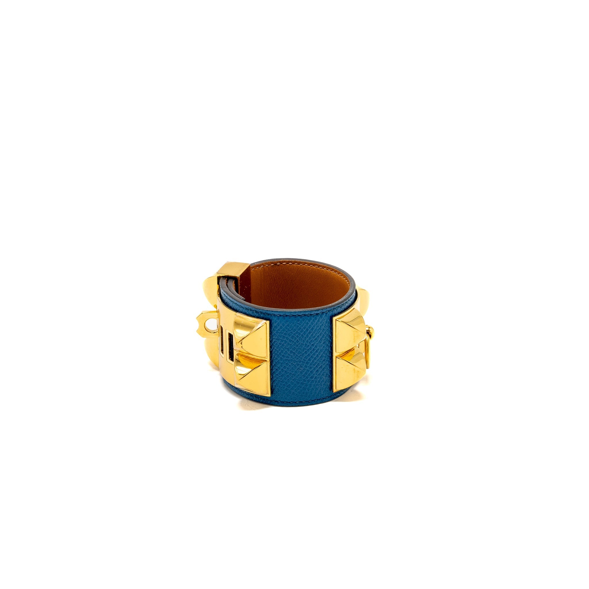 HERMES COLLIER DE CHIEN BRACELET EPSOM BLUE GHW