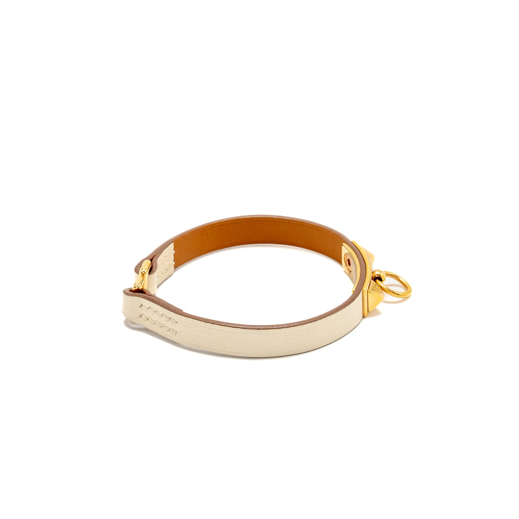 HERMES SIZE T3 RIVALE MINI BRACELET SWIFT NATA RGHW STAMP Z