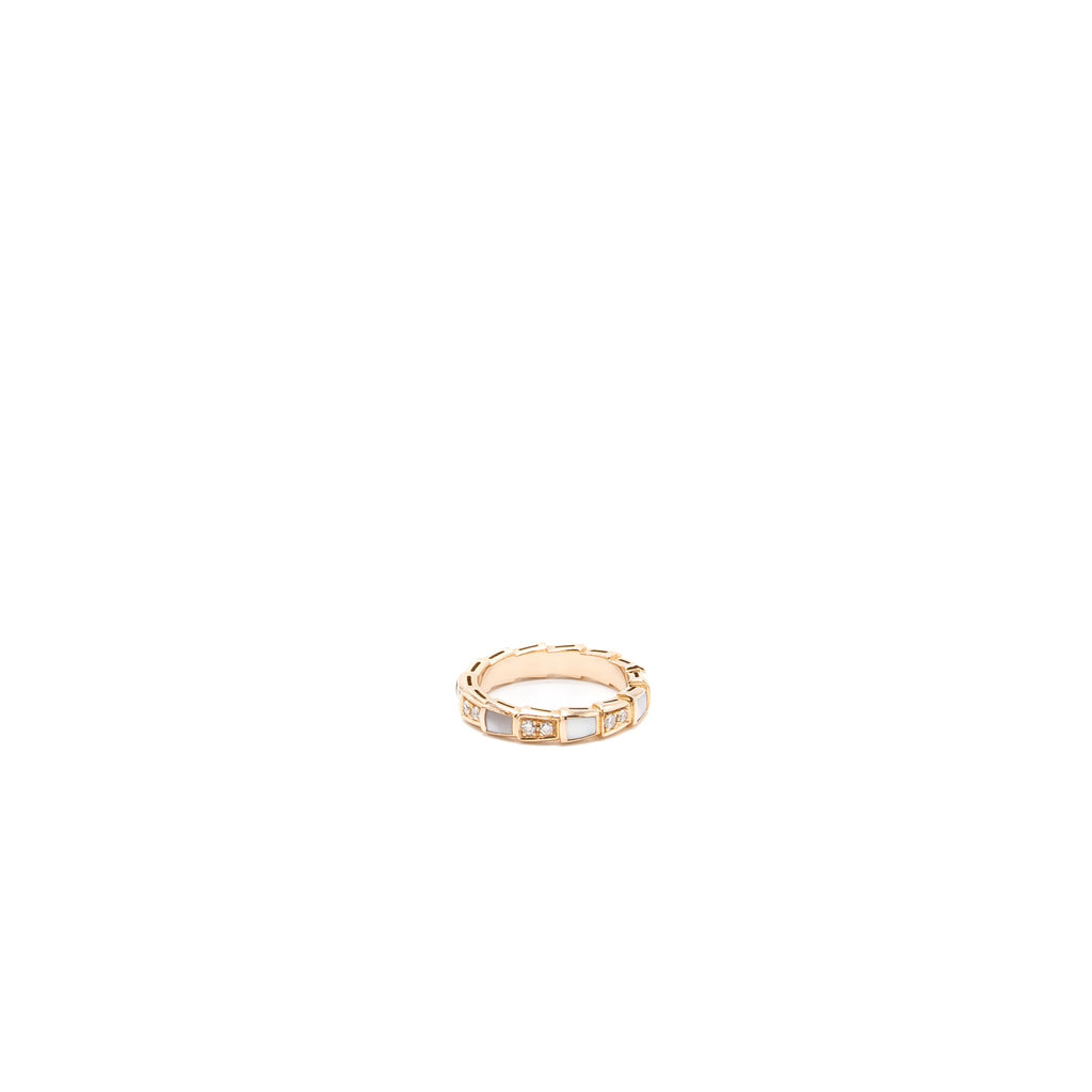 BVLGARI SERPENTI VIPER RING MOTHER OF PEARL/ ROSE GOLD DIAMONDS