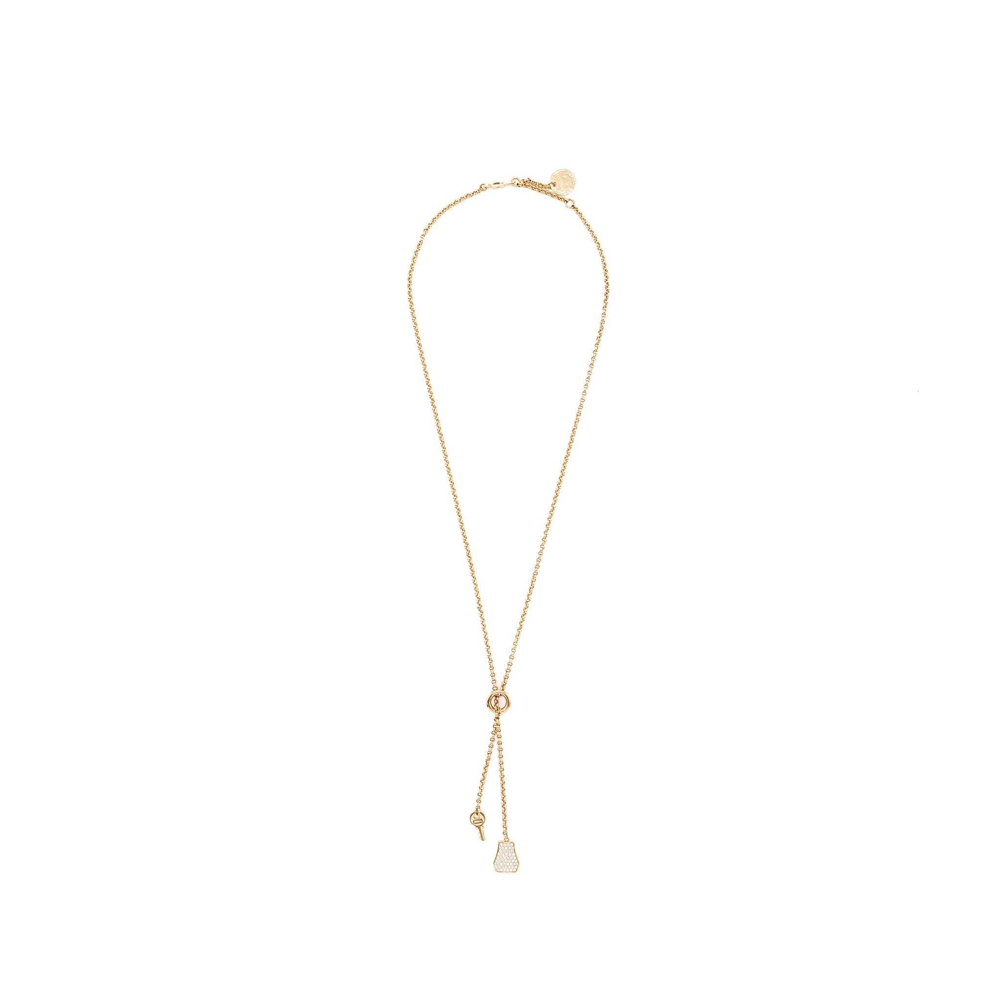 HERMES KELLY CLOCHETTE NECKLACE, SMALL MODEL ROSE GOLD, DIAMONDS